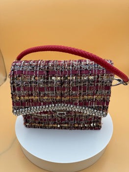 Mini Tweed Handbag Silk Jacquard Ribbon Multi Colors