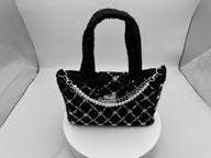Mini Tweed Handbag – Embroidered with Silver Sequins, Pearls & Crystal Beads