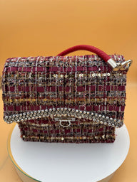 Mini Tweed Handbag with Silk Jacquard Ribbon – Multi-Color