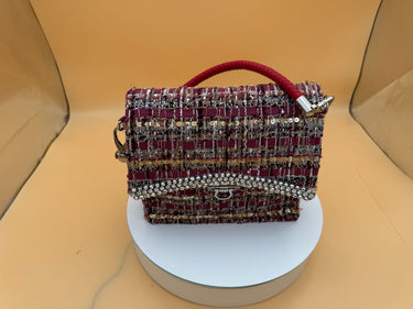 Mini Tweed Handbag with Silk Jacquard Ribbon – Multi-Color