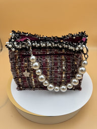 Luxury Tweed Handbag with Silk Jacquard Ribbon – Multi-Color