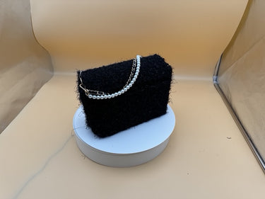 Swarovski Crystal Mini Tweed Handbag – Luxury Black French Tweed