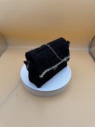 Mini Luxury Black French Tweed Handbag – Timeless Elegance
