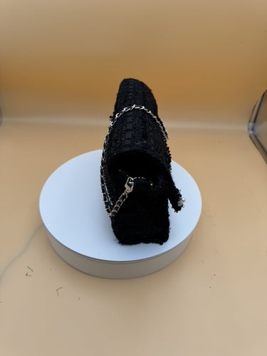 Mini Luxury Black French Tweed Handbag – Timeless Elegance