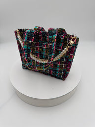 Mini Multi-Color Silk Jacquard tweed Tote
