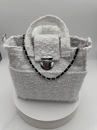 Luxury White French Tweed Mini with Silver Accents