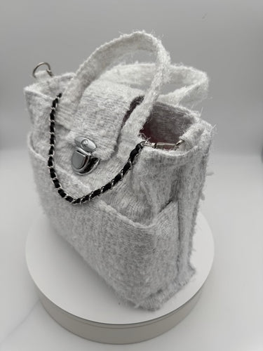 July 19 Tote luxury white French tweed