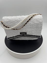 Luxury White Tweed Mini Handbag