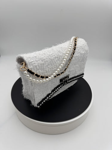 July 26 Luxury White Tweed Mini Handbag