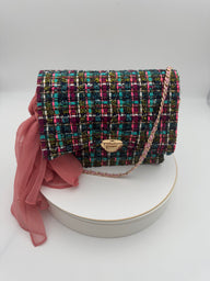 Multi-Color Silk Jacquard Ribbon with Silky chiffon sheer Scarf
